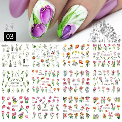 12 Styles Nail  Abstract Stickers