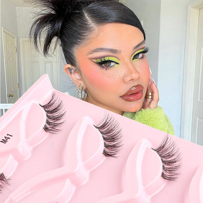 Half Lashes 3D Cat Eye Lashes Natural Look Fluffy Corner Eyelashes 3/5/10 Pairs Wispy Half False Eyelashes Faux Mink Makeup