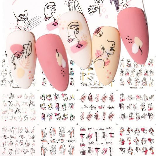 12 Styles Nail  Abstract Stickers
