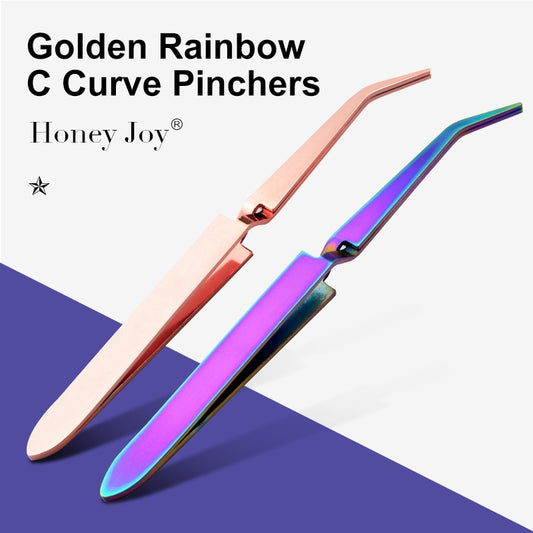 Golden Rainbow Acrylic Stainless Steel Nail Shaping Tweezers for UV Gel Tips